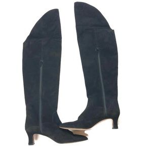 Vera Cruz Calf Boots Over the Knee Black Suede 8.5